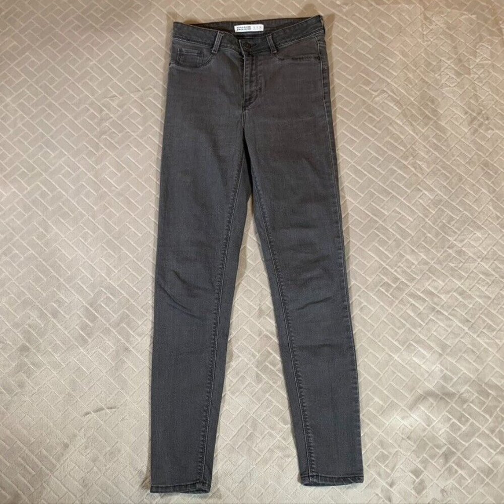 Zara Basics Womens 6 Denim Jeans Dark Gray Skinny Ankle High Rise Stretch